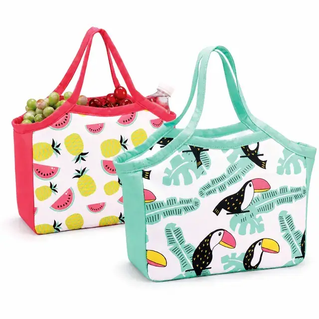 Custom Fruit Print Insulated Lunch Tote (Polyester, (34+28)×11.5×23.5 cm) — product view