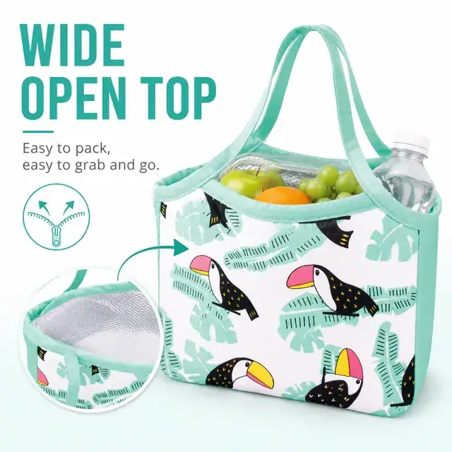Custom Fruit Print Insulated Lunch Tote (Polyester, (34+28)×11.5×23.5 cm) — construction detail 2