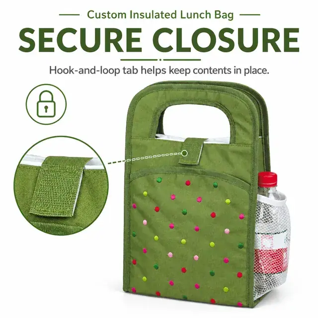 Custom Insulated Lunch Bag Wholesale (600D Polyester, 22.5×13×34 cm) — construction detail 3