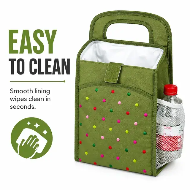 Custom Insulated Lunch Bag Wholesale (600D Polyester, 22.5×13×34 cm) — construction detail 4