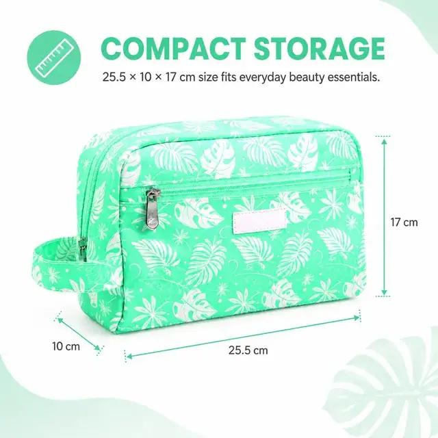 Custom Logo Travel Cosmetic Bag & Makeup Organizer — 25.5 x 10 x 17 cm — construction detail 1