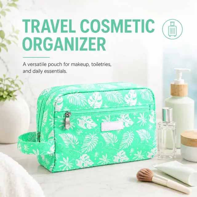 Custom Logo Travel Cosmetic Bag & Makeup Organizer — 25.5 x 10 x 17 cm — construction detail 4