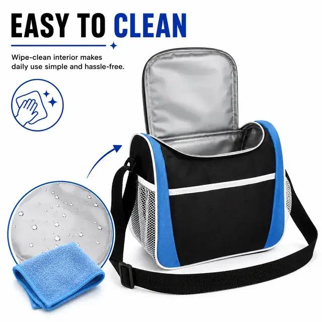 Custom Logo Lunch Bag for Work, Picnic & School (420D Jacquard, 21.5×16×21.5cm) — construction detail 4