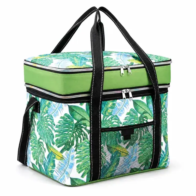 Custom Logo Tote Bag Lunch Cooler Bag (600D + Microfiber, 38×26×31cm, Double Layer) — product view
