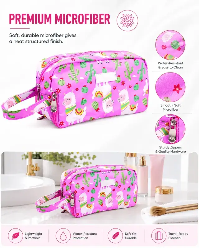 Custom Printed Travel Makeup Bag & Cosmetic Pouch — 24 x 8.5 x 13 cm — construction detail 2