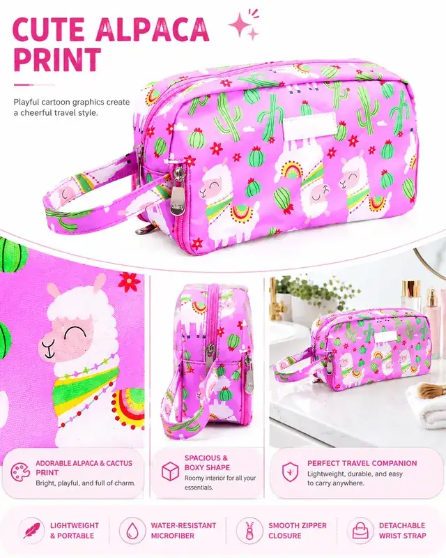 Custom Printed Travel Makeup Bag & Cosmetic Pouch — 24 x 8.5 x 13 cm — construction detail 4