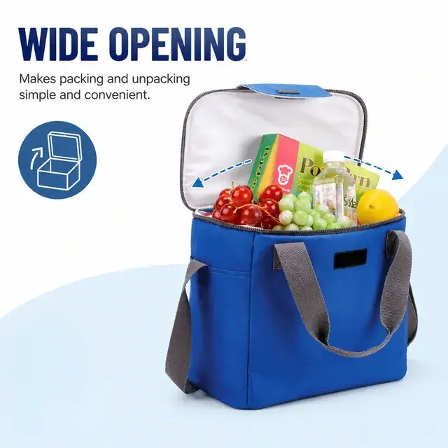 Custom Portable Insulated Lunch Cooler Bag Wholesale (Polyester, 31.5×18.5×28cm, Shoulder) — construction detail 2