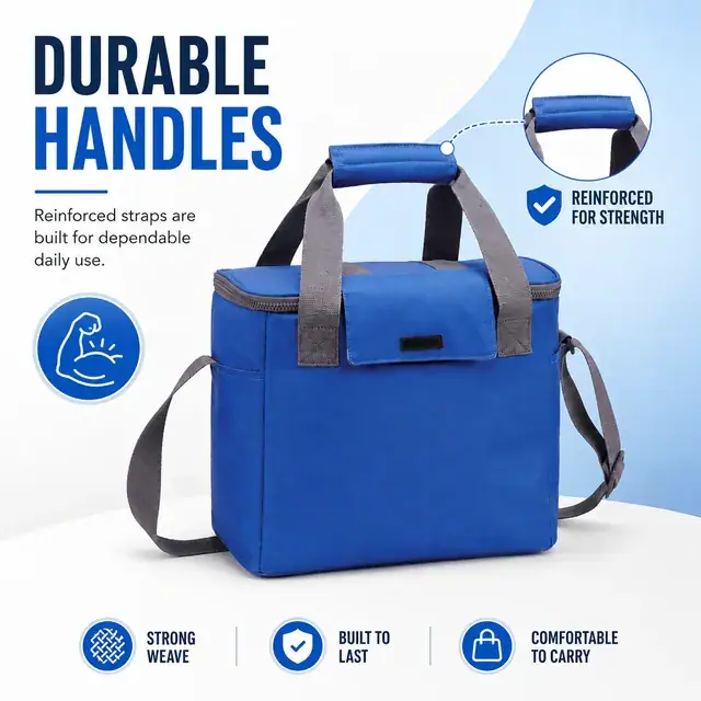 Custom Portable Insulated Lunch Cooler Bag Wholesale (Polyester, 31.5×18.5×28cm, Shoulder) — construction detail 3