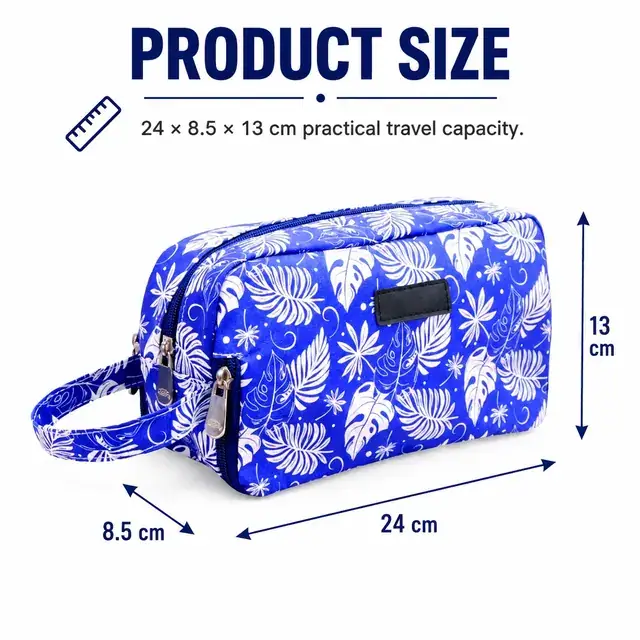 Custom Printed Wholesale Cosmetic Bag — 24 x 8.5 x 13 cm — construction detail 1