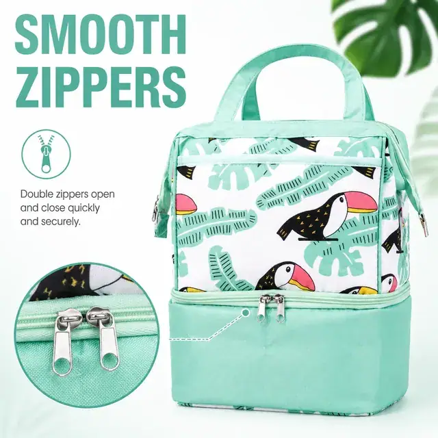 Custom Printed Insulated Lunch Tote Bag (Polyester, 25×16.5×30cm, Double Layer) — construction detail 2