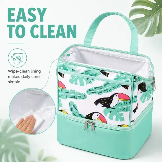 Custom Printed Insulated Lunch Tote Bag (Polyester, 25×16.5×30cm, Double Layer) — construction detail 3