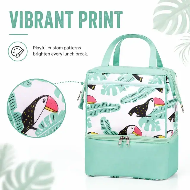 Custom Printed Insulated Lunch Tote Bag (Polyester, 25×16.5×30cm, Double Layer) — construction detail 4