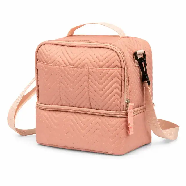 Custom Waterproof Lunch Bag for Kids & Children School (Polyester Thermal Tote, Pink) — product view
