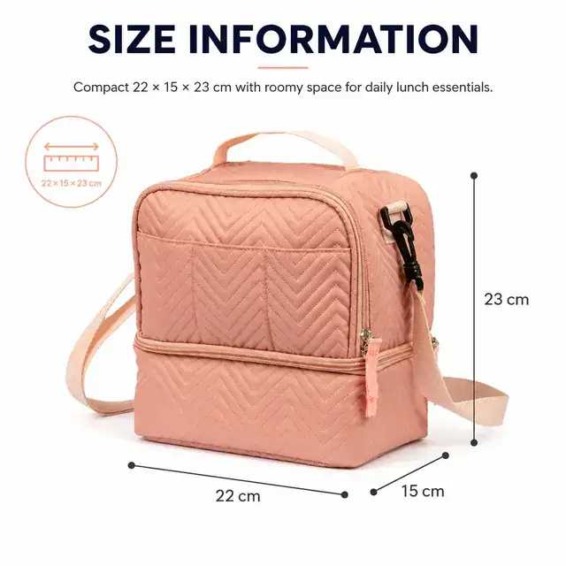 Custom Waterproof Lunch Bag for Kids & Children School (Polyester Thermal Tote, Pink) — construction detail 1