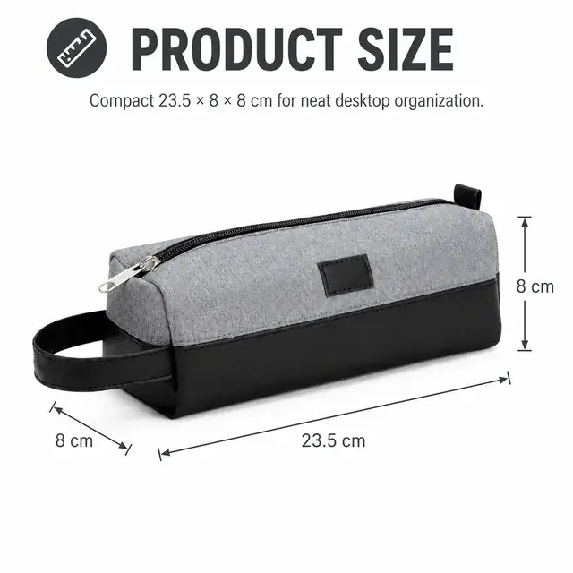 Customizable Two-Tone Stationery Pouch — 23.5 x 8 x 8 cm — construction detail 3