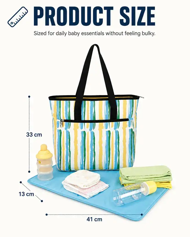 Design Baby Diaper Tote Bag — 41 x 13 x 33 cm — construction detail 1