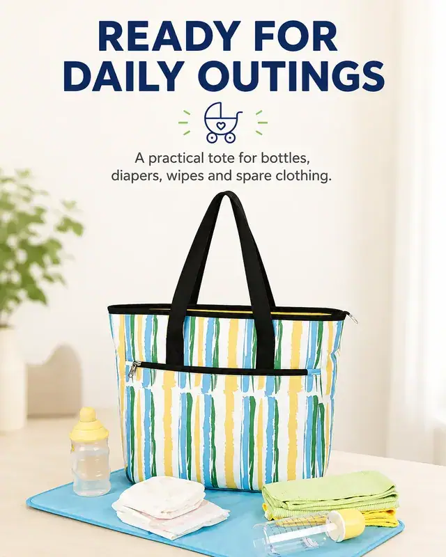 Design Baby Diaper Tote Bag — 41 x 13 x 33 cm — construction detail 4
