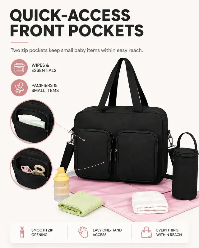 Baby Diaper Bag — 34 x 14 x 31 cm — construction detail 2