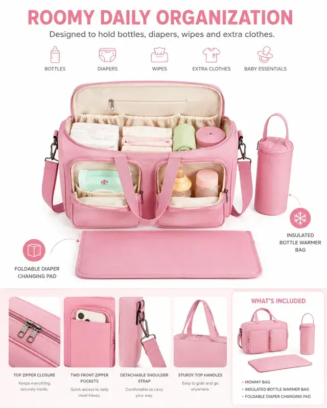 Baby Diaper Bag — 34 x 14 x 31 cm — construction detail 3