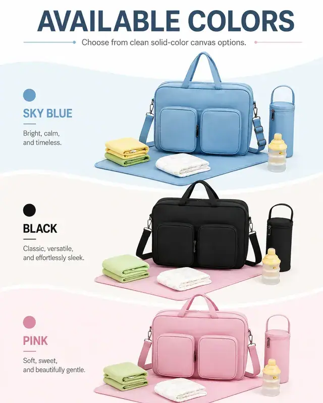 Baby Diaper Bag — 34 x 14 x 31 cm — construction detail 4