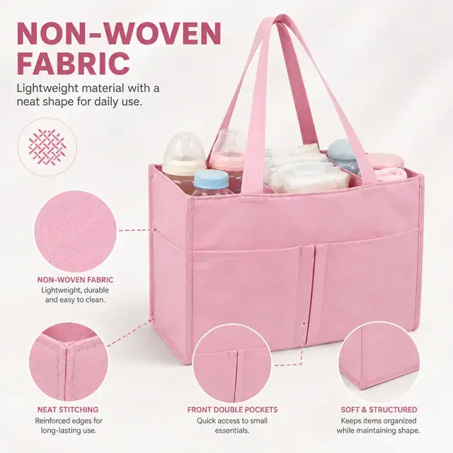 Non-Woven Diaper & Multi-Purpose Tote Bag — 35.5 x 14.5 x 23 cm — construction detail 2