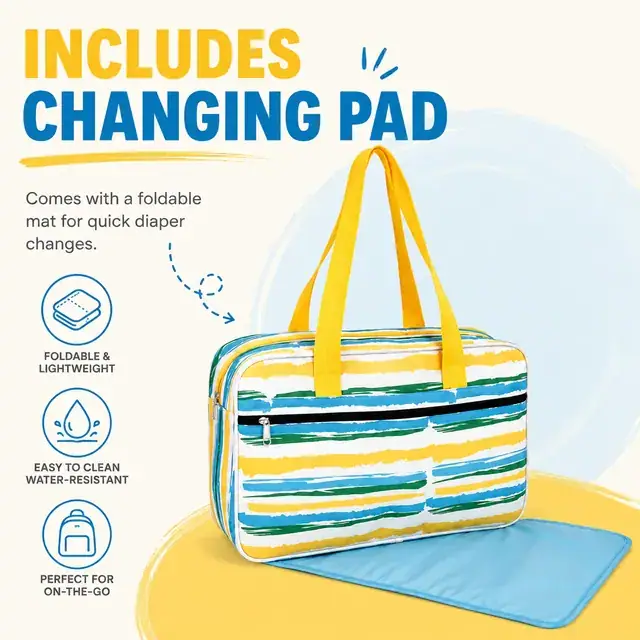 Microfiber Baby Diaper Handbag — 38 x 12 x 25 cm — construction detail 1