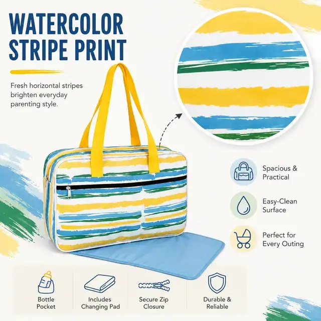Microfiber Baby Diaper Handbag — 38 x 12 x 25 cm — construction detail 4