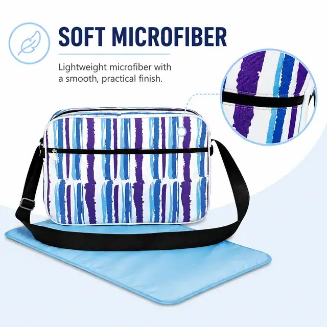Microfiber Baby Diaper Messenger Bag — 38 x 12 x 25 cm — construction detail 2
