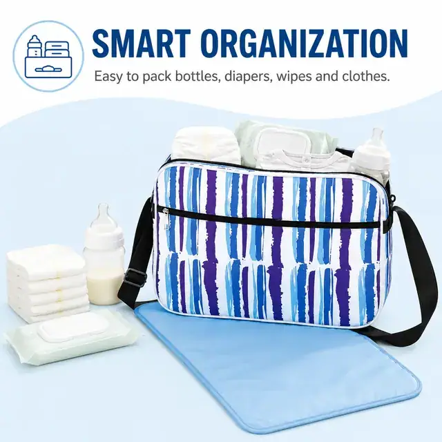 Microfiber Baby Diaper Messenger Bag — 38 x 12 x 25 cm — construction detail 3