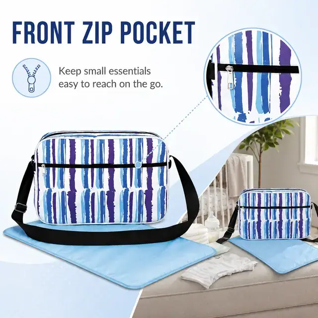 Microfiber Baby Diaper Messenger Bag — 38 x 12 x 25 cm — construction detail 4
