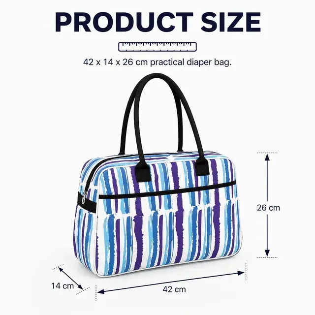 Microfiber Baby Diaper Boston Bag — 42 x 14 x 26 cm — construction detail 1