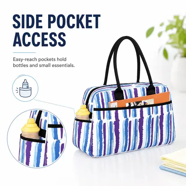 Microfiber Baby Diaper Boston Bag — 42 x 14 x 26 cm — construction detail 4