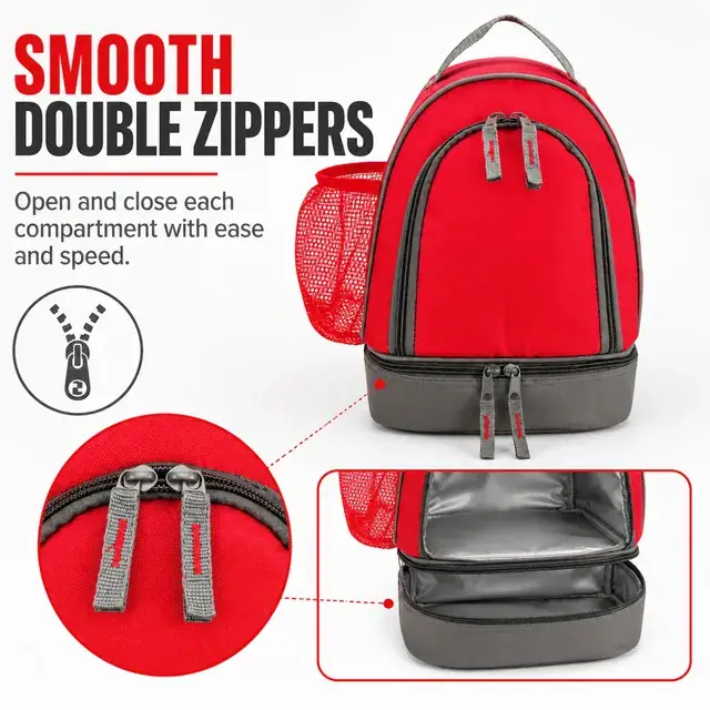 Double Layer Lunch Bag (600D/PVC, 27.5×16.5×20cm) — construction detail 3