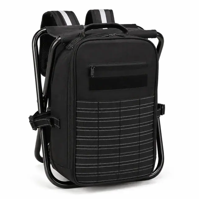 Durable Multifunctional Cooler Backpack with Folding Chair 600D Polyester 28×36×46cm — product view