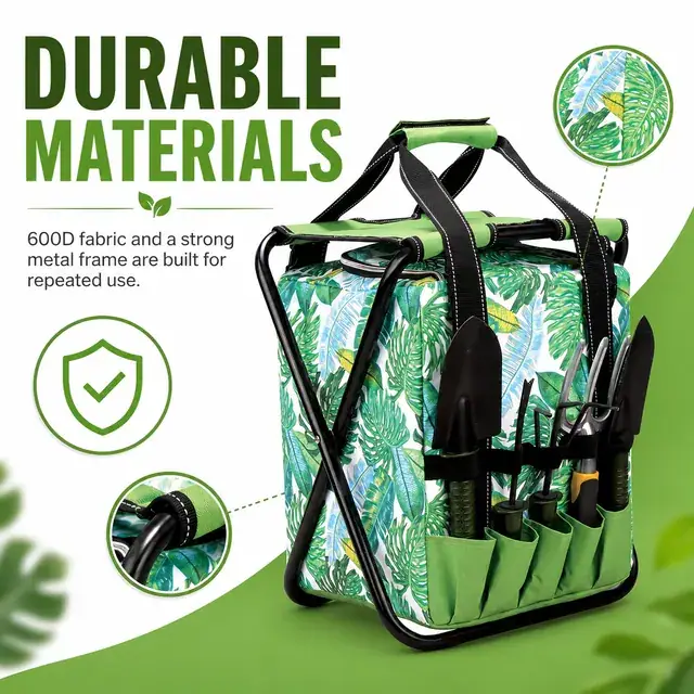 Multi-Function Camping Folding Chair Cooler Bag 600D+Microfiber 27.5×27.5×35cm — construction detail 3