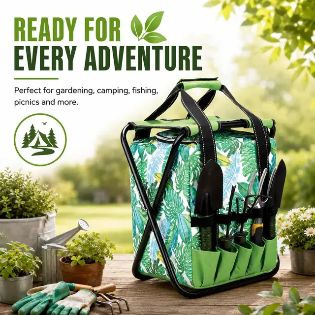 Multi-Function Camping Folding Chair Cooler Bag 600D+Microfiber 27.5×27.5×35cm — construction detail 4
