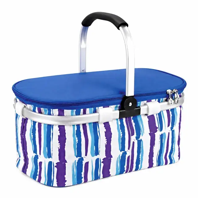 Folding Portable Picnic Basket for Outdoor Party (600D Polyester + PEVA, 42*22*22cm) — product view