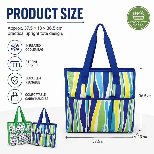 Food Delivery Picnic Cooler Bag - Wholesale (600D Polyester + PEVA, 37.5*13*36.5cm) — construction detail 1