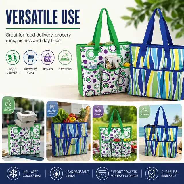 Food Delivery Picnic Cooler Bag - Wholesale (600D Polyester + PEVA, 37.5*13*36.5cm) — construction detail 4