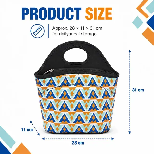 Food Lunch Cooler Bag School Lunch Box Tote Bag (Neoprene, 28×11×31cm) — construction detail 3