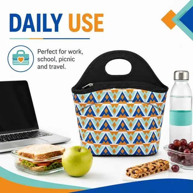 Food Lunch Cooler Bag School Lunch Box Tote Bag (Neoprene, 28×11×31cm) — construction detail 4