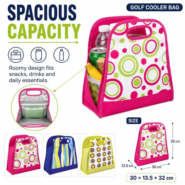Golf Cooler / Picnic Lunch Bag (600D Polyester + PEVA, 30×13.5×32cm) — construction detail 1