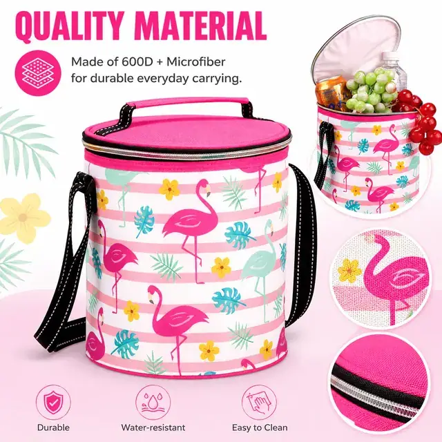 Hand-Held Ice Cooler Bag for School (600D + Microfiber, 19.2x19.2x21.5 cm) — construction detail 2