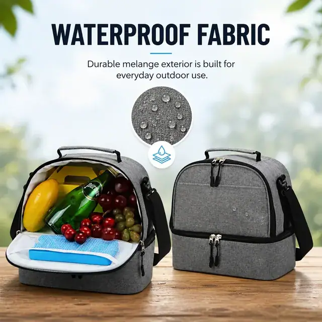 Hiking Beach Cooler Bag - Waterproof Insulated (Melange, 26*16*25cm) — construction detail 1