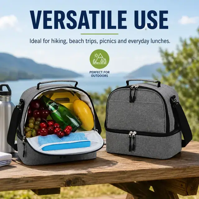 Hiking Beach Cooler Bag - Waterproof Insulated (Melange, 26*16*25cm) — construction detail 4
