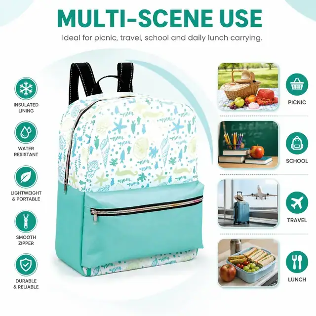Insulated Backpack Cooler Bag for Picnic and Lunch (600D + Microfiber, 30.5x15.5x39.5 cm) — construction detail 3