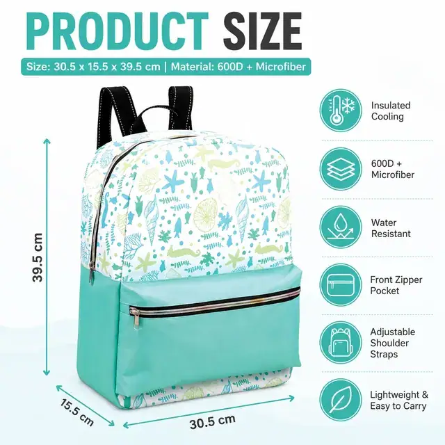 Insulated Backpack Cooler Bag for Picnic and Lunch (600D + Microfiber, 30.5x15.5x39.5 cm) — construction detail 4