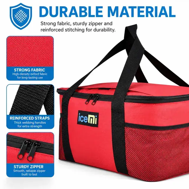Insulated Cooler Bag for Picnic and Lunch (600D/PVC, 37x28x21 cm) — construction detail 2