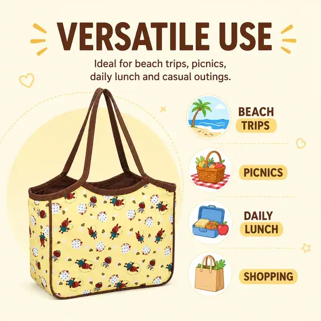 Insulated Cooler Beach Bag for Picnic and Lunch (600D Polyester + PEVA, 31x12.5x27 cm) — construction detail 4