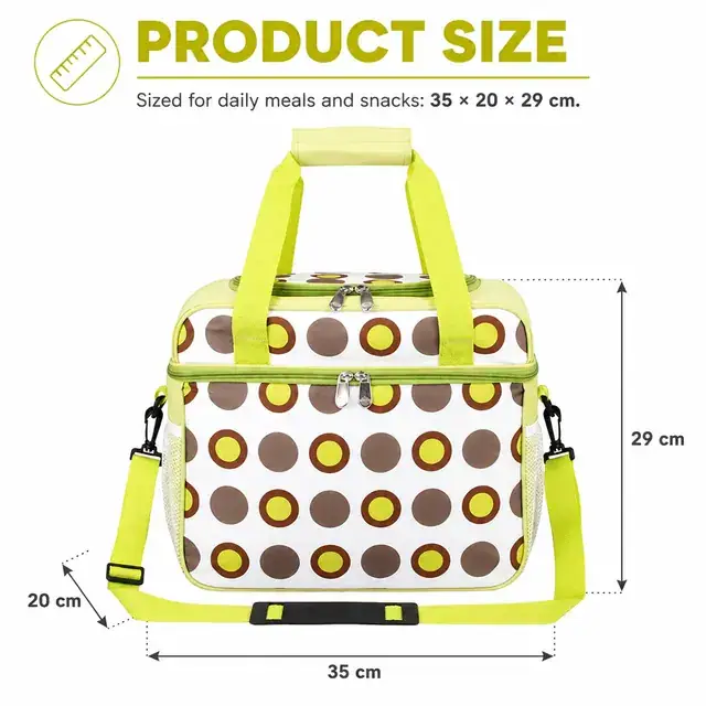 Insulated Lunch Bag with Shoulder Strap and Dual Carrying Options (600D Polyester + PEVA, 35x20x29 cm) — construction detail 1